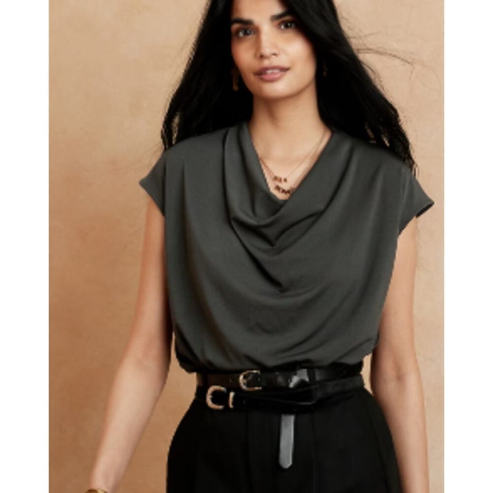 Banana Republic Factory Gray SL Crepe Cowl Neck Tank Size S